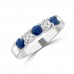 1.13 ct Round Cut Diamond & Blue Sapphire Wedding Band Ring in 14k White Gold